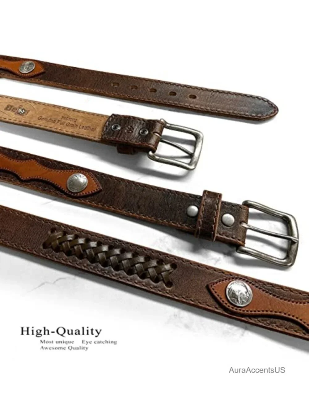 Western Cowboy Full Grain Leather Belt 1.5